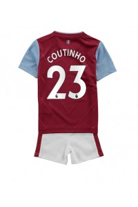 Aston Villa Philippe Coutinho #23 Babyklær Hjemme Fotballdrakt til barn 2022-23 Korte ermer (+ Korte bukser)